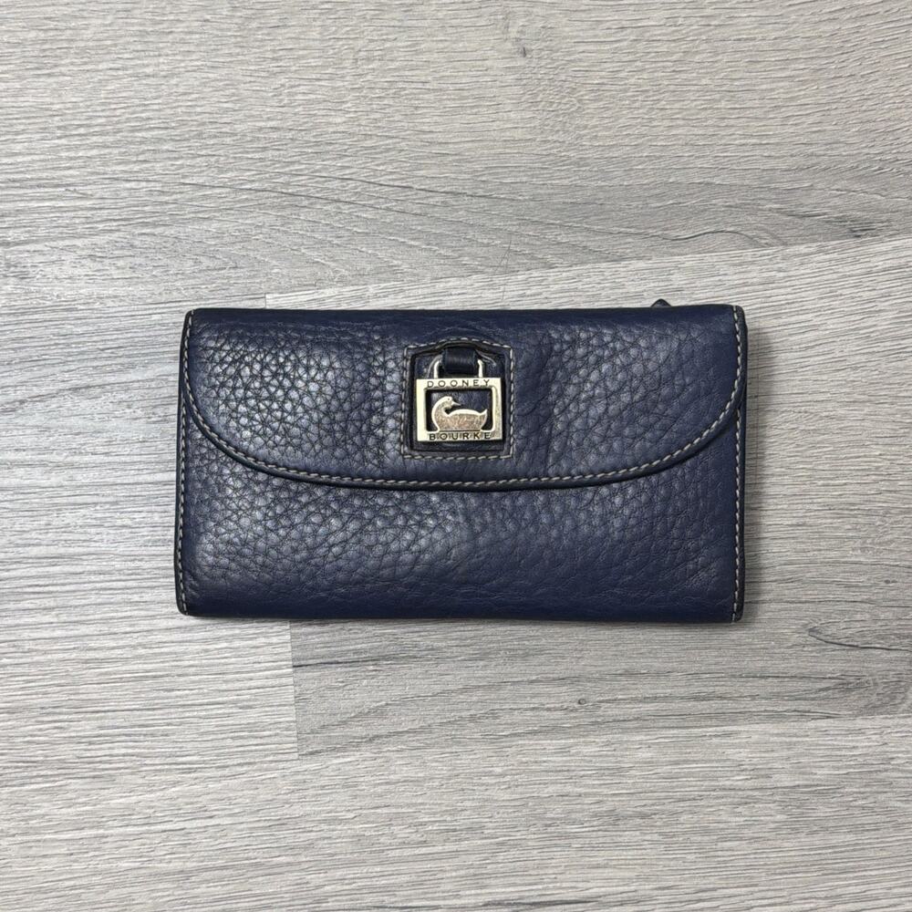 Dooney & Bourke Leather Dillen Continental Wallet Clutch Navy Blue